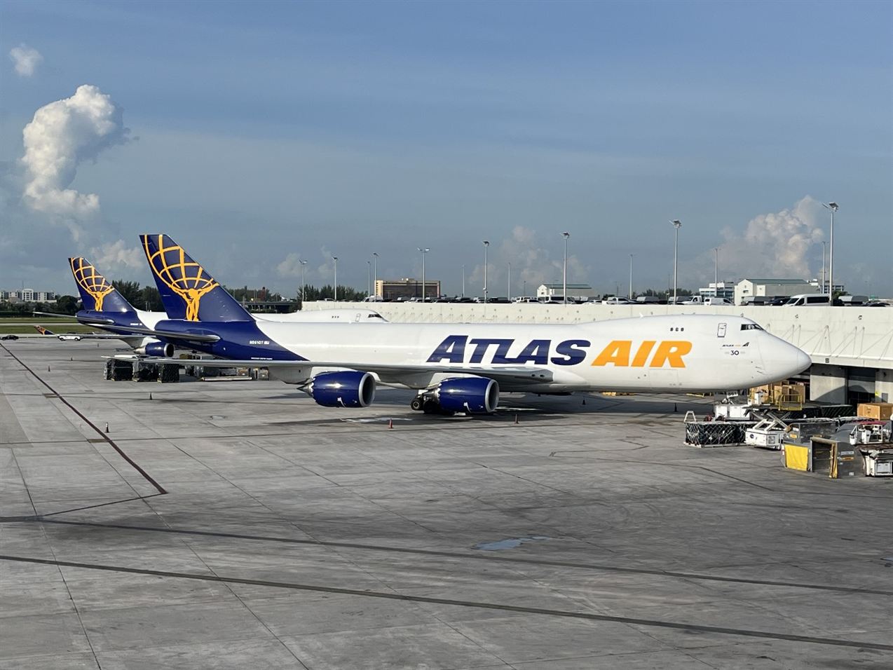 Atlas Air cargo aircraft parked on the ramp
